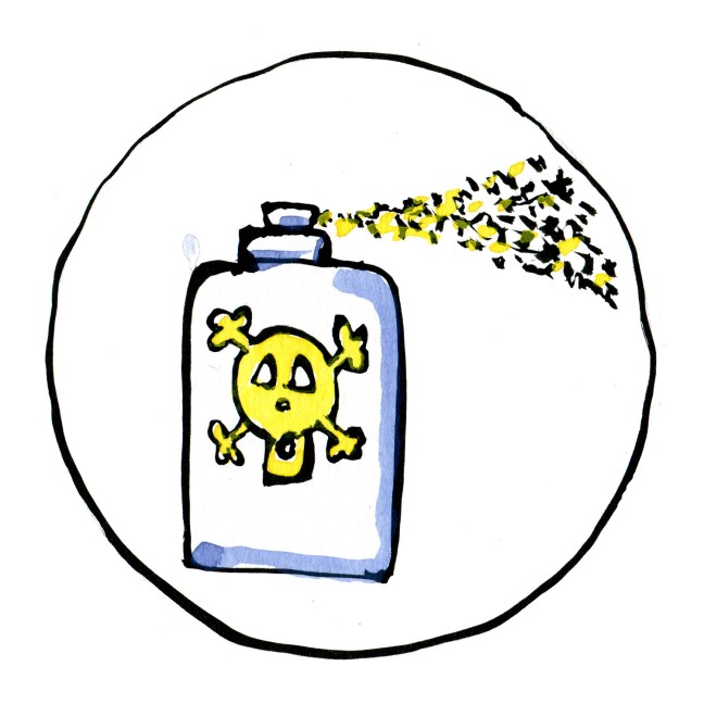 Tegning af giftflaske